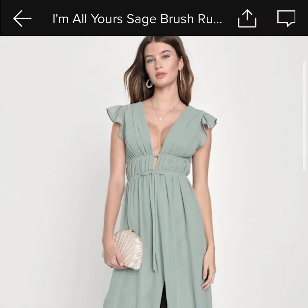 Lulu’s “I’m All Yours” Elegant Sage Green Maxi Dress